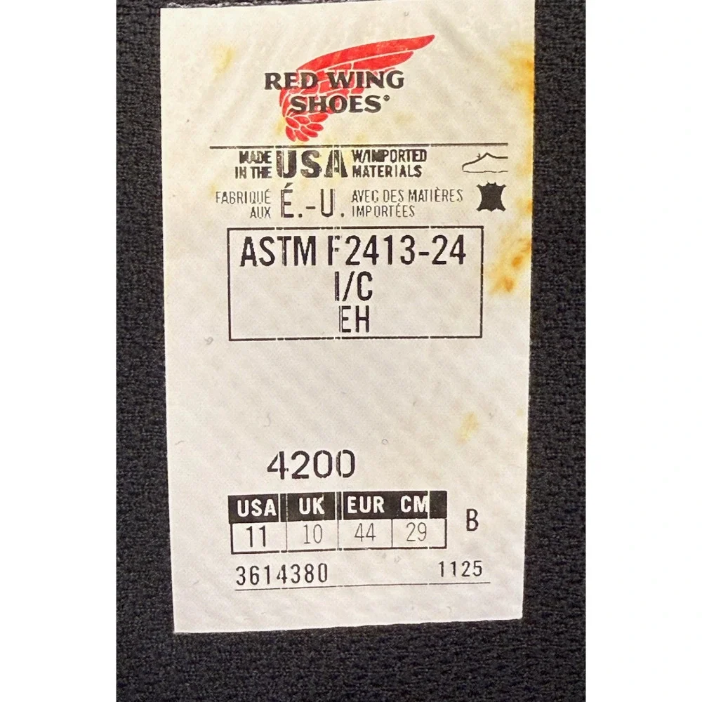 RED WING 4200 DYNAFORCE 8-INCH WATERPROOF SAFETY STEEL TOE WORK BOOTS 11 B